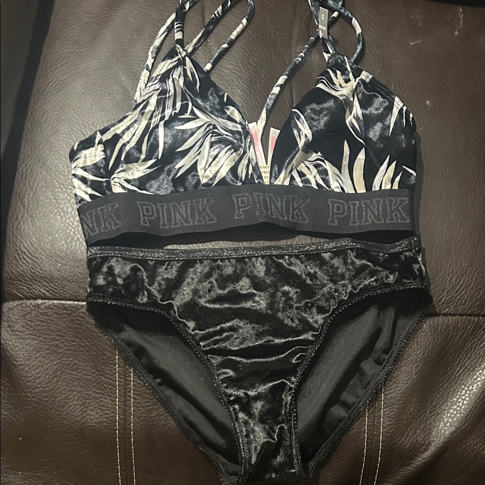Victoria's Secret Black and White Velvet Set